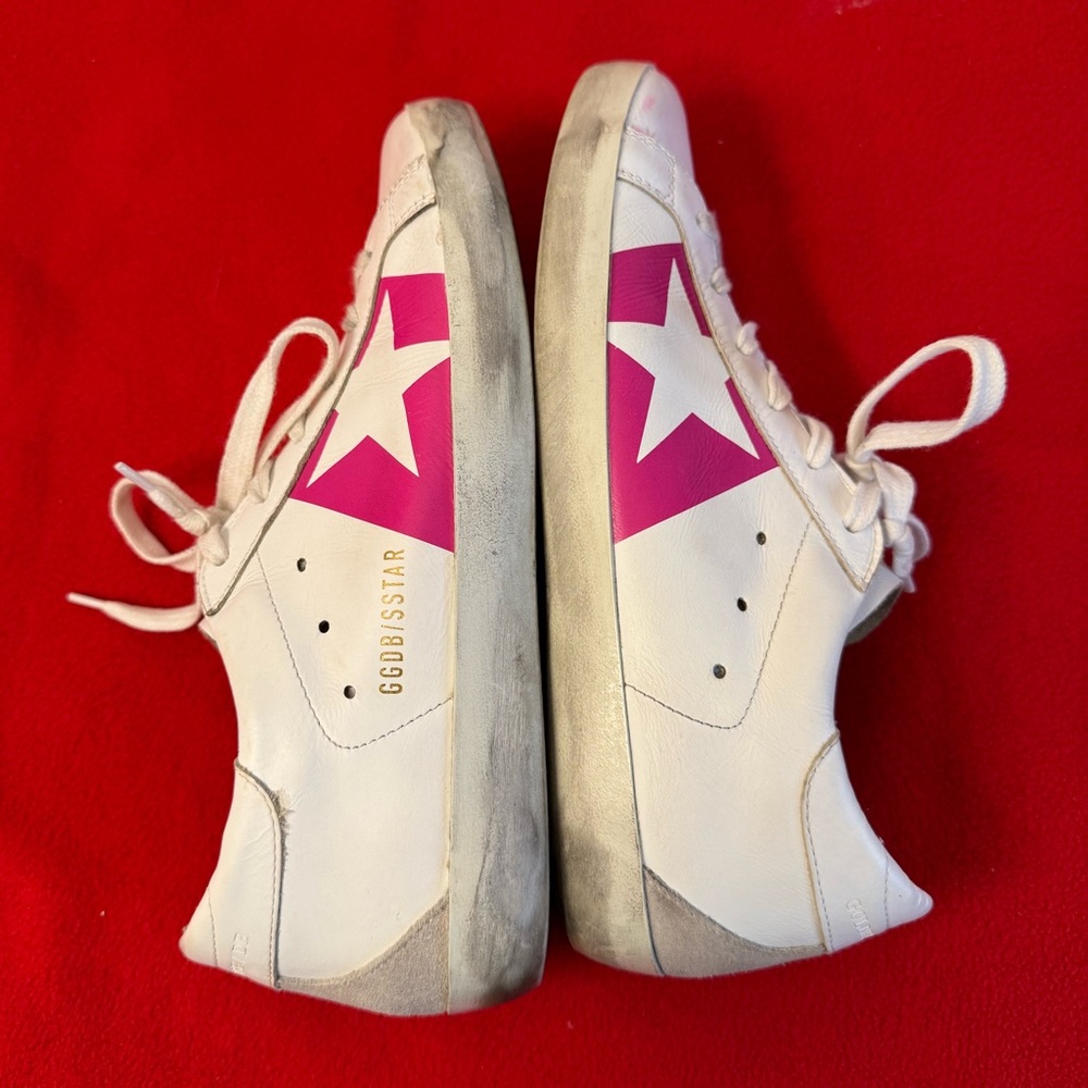 Golden Goose Superstar White/Pink Leather Women’s Sneakers Size 38/ US 7.5 EUC